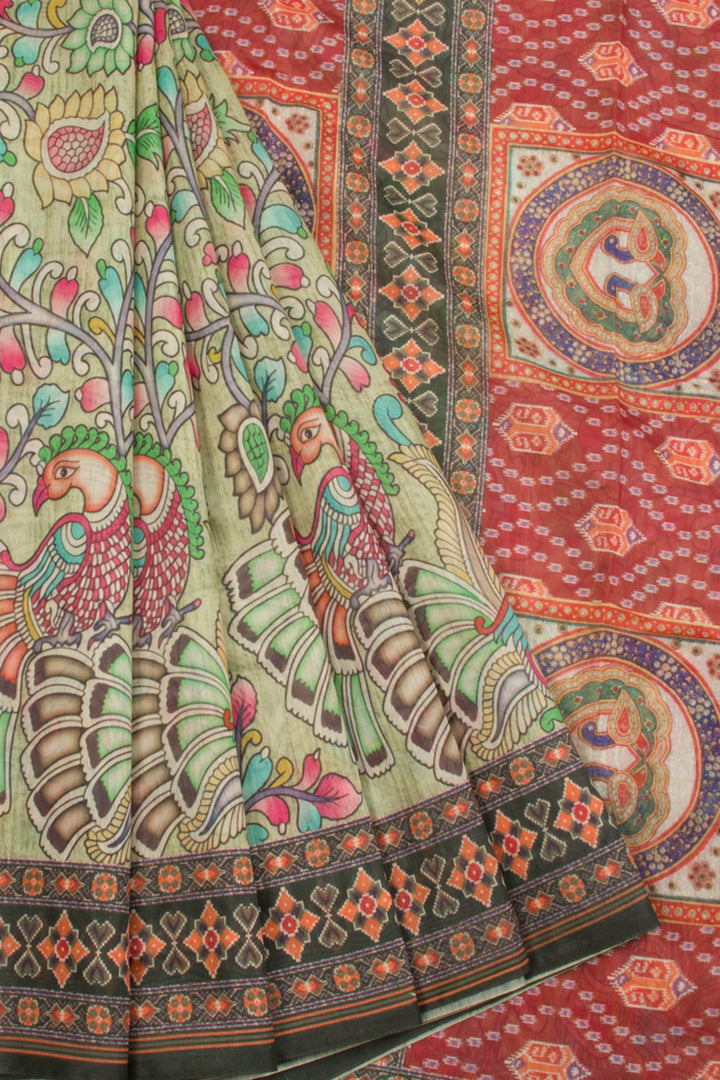 Printed Malai Cotton Kalamkari Saree - Avishya