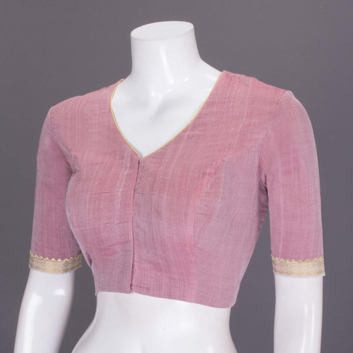 Pink Hand Embroidered Silk cotton Blouse - Avishya