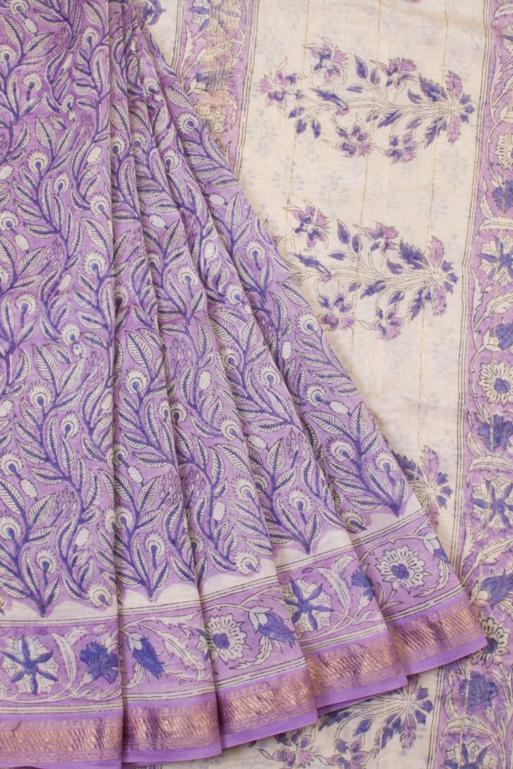 Purple Anokhi Hand Block Printed Saree - Avishya