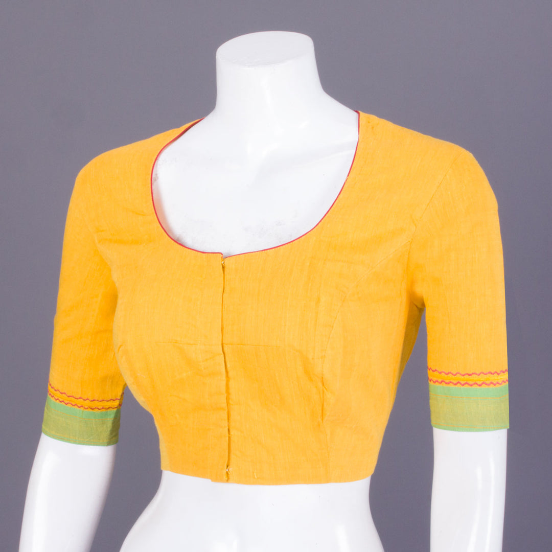 Yellow Embroidered Mangalgiri Cotton Blouse - Avishya