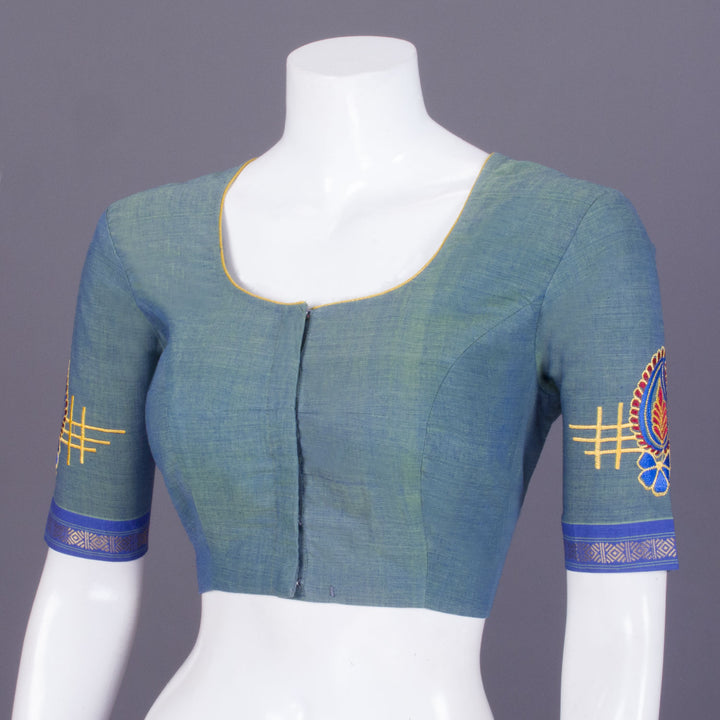 Blue Embroidered Mangalgiri Cotton Blouse - Avishya