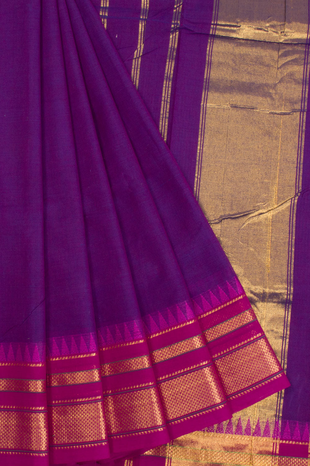 Purple Handwoven Kanchi Cotton Saree 10068480 - Avishya