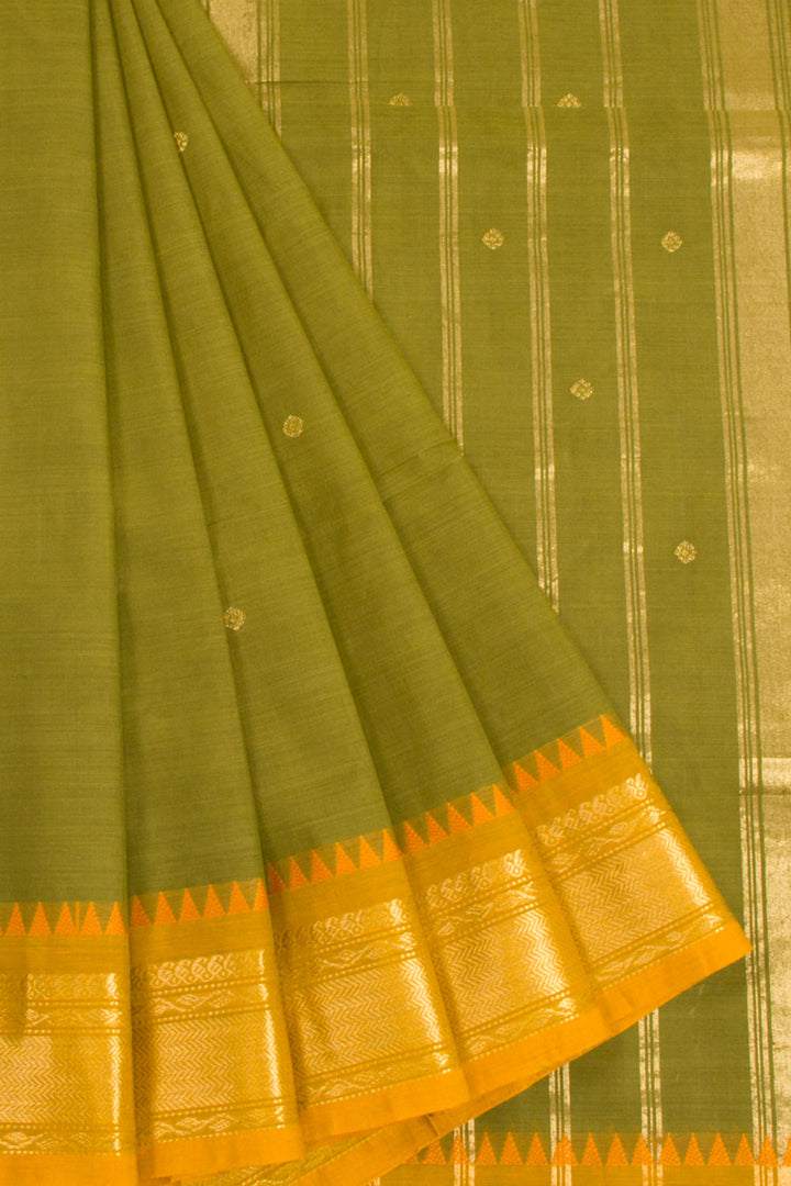Green Handwoven Kanchi Cotton Saree 10068524 - Avishya
