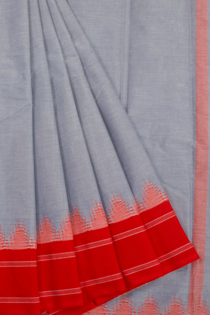 Violet Handwoven Korvai Kanchi Cotton Saree - Avishya