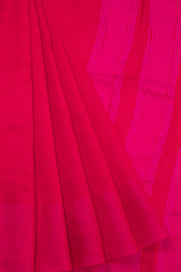 Red And Pink Dual Tone Bamboo Silk Saree 10068780