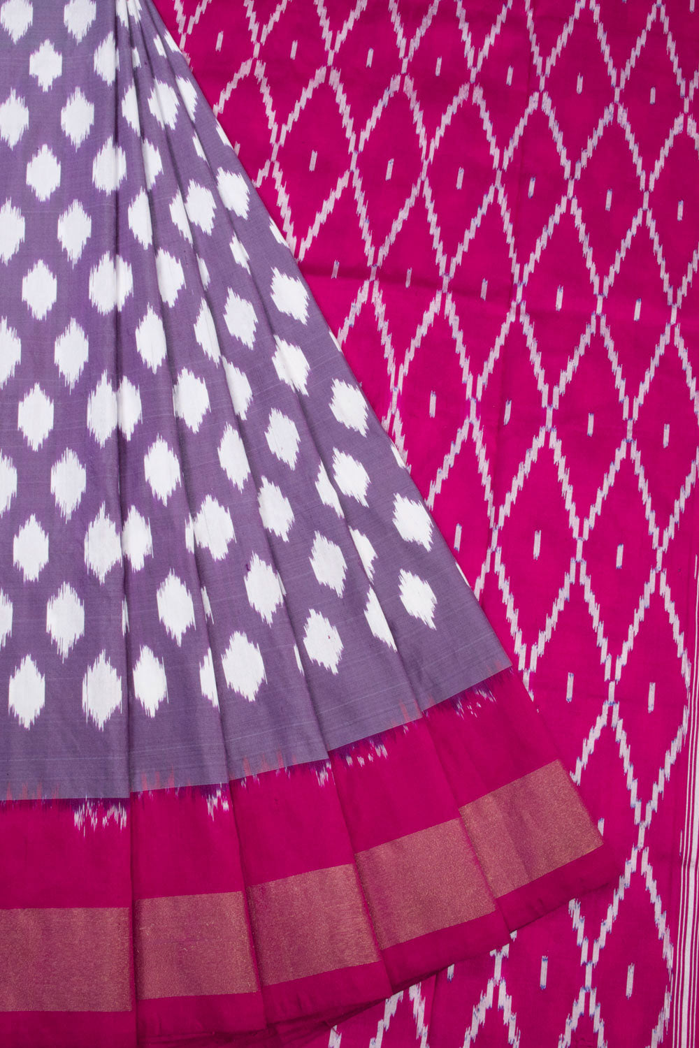 Lavender Handloom Pochampally Ikat Silk Saree 10069823