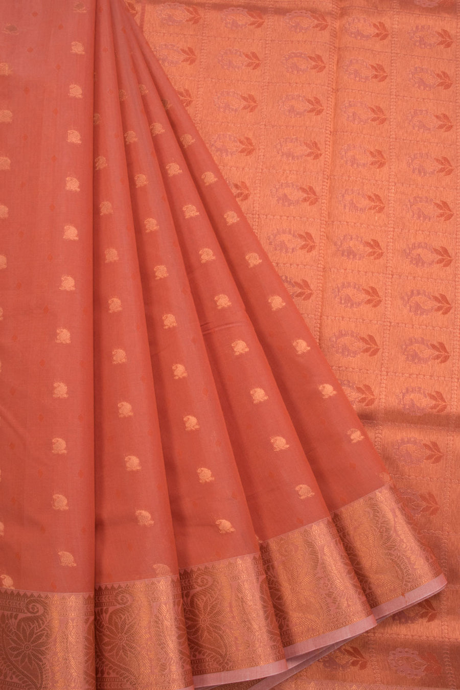 Rust Orange South Silk Cotton Saree 10069875 - Avishya