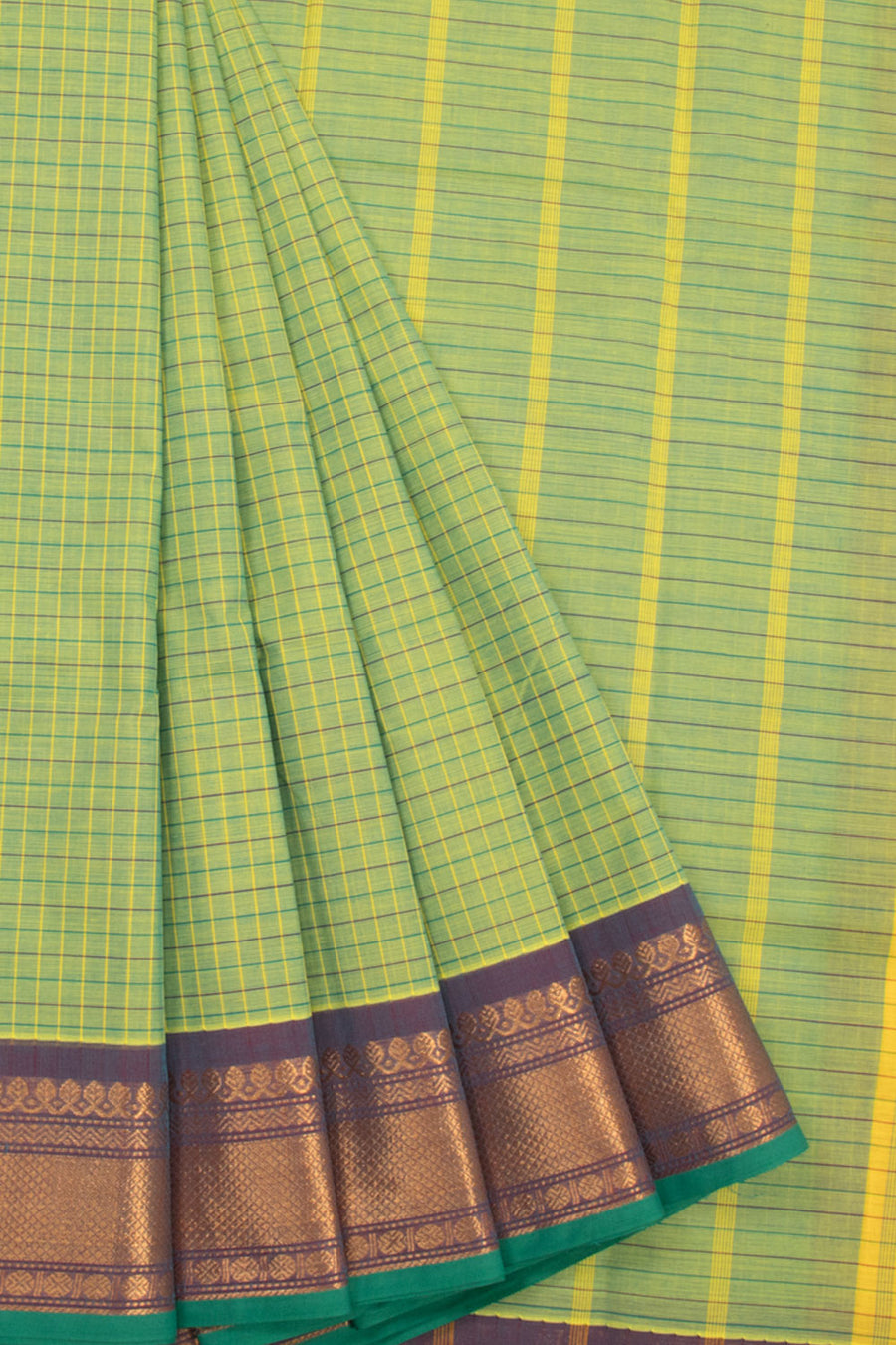 Pear Green Handloom Chettinad Cotton Saree 10070033 - Avishya