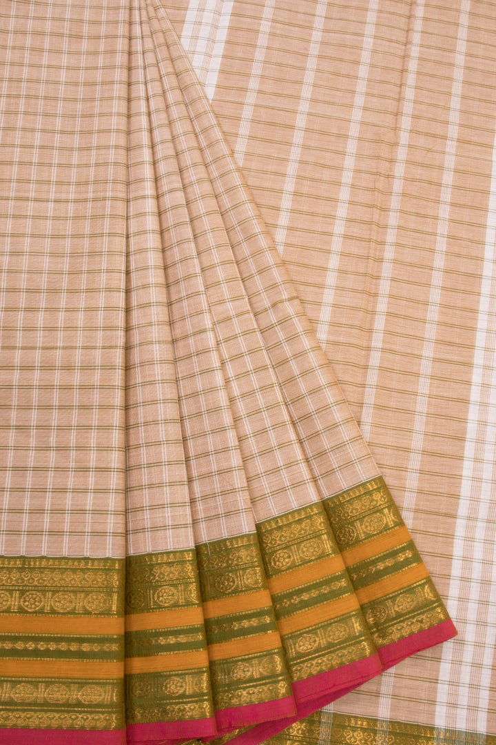 Beige Handloom Chettinad Cotton Saree 10070035 - Avishya