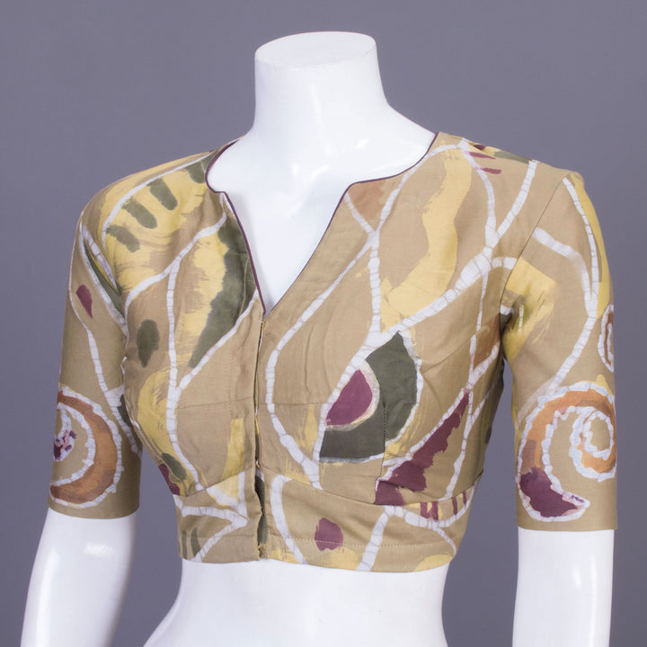 Olive Green Batik Hand painted Cotton Blouse