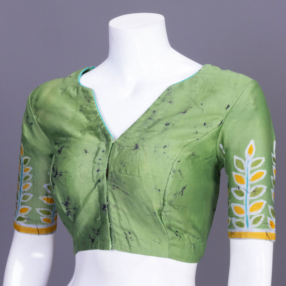 Pear Green Batik Hand painted Cotton Blouse