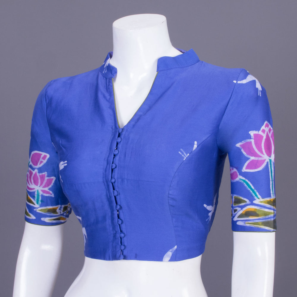 Royal Blue Batik Hand painted Cotton Blouse