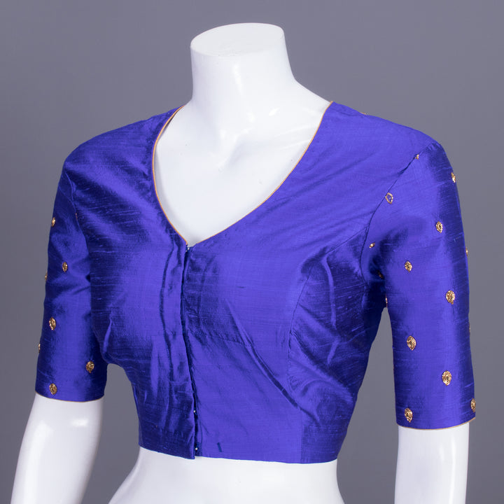 Azure Blue Aari Embroidered Tussar Silk Blouse