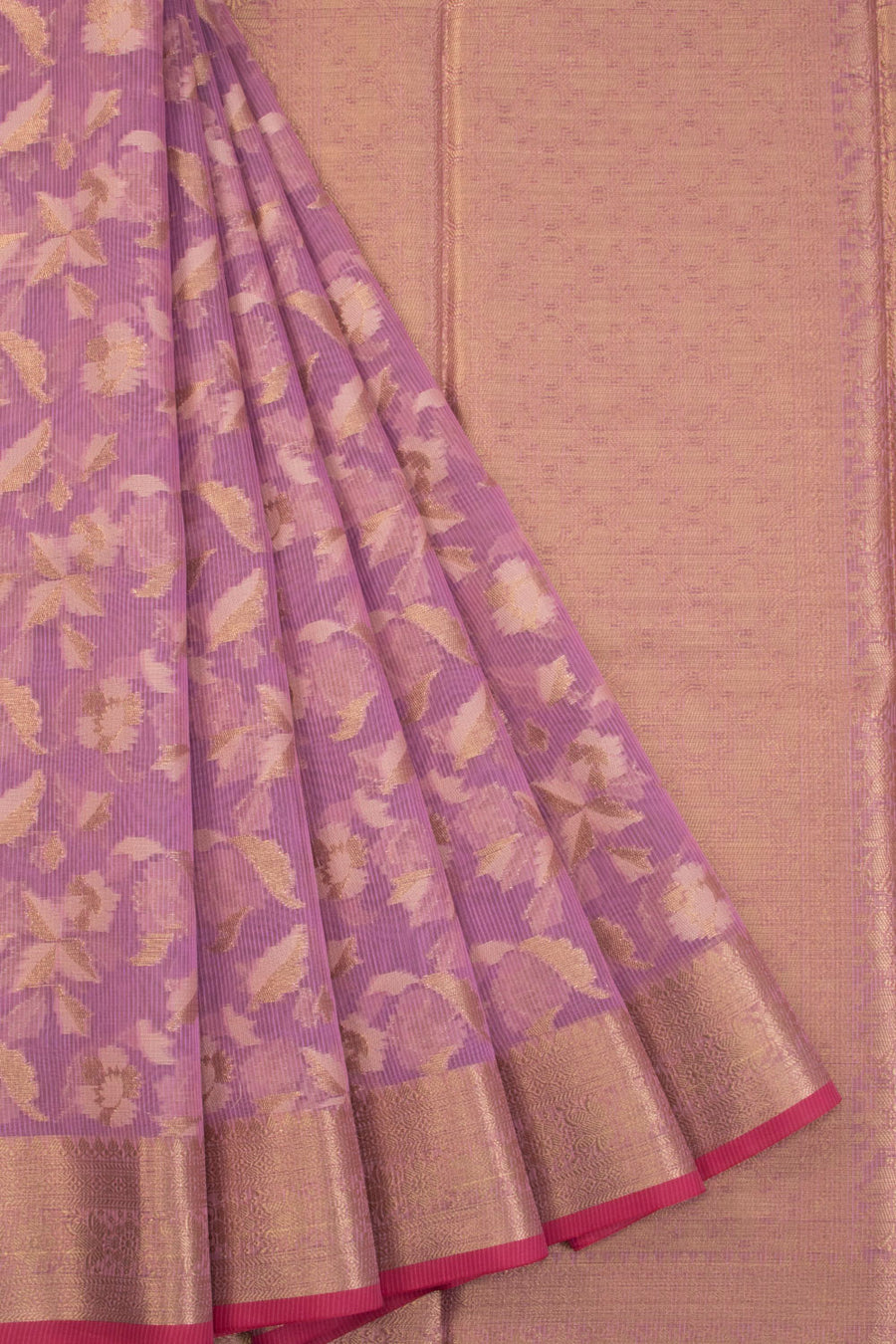 Lavender Handloom Banarasi Silk Cotton Saree 10070503