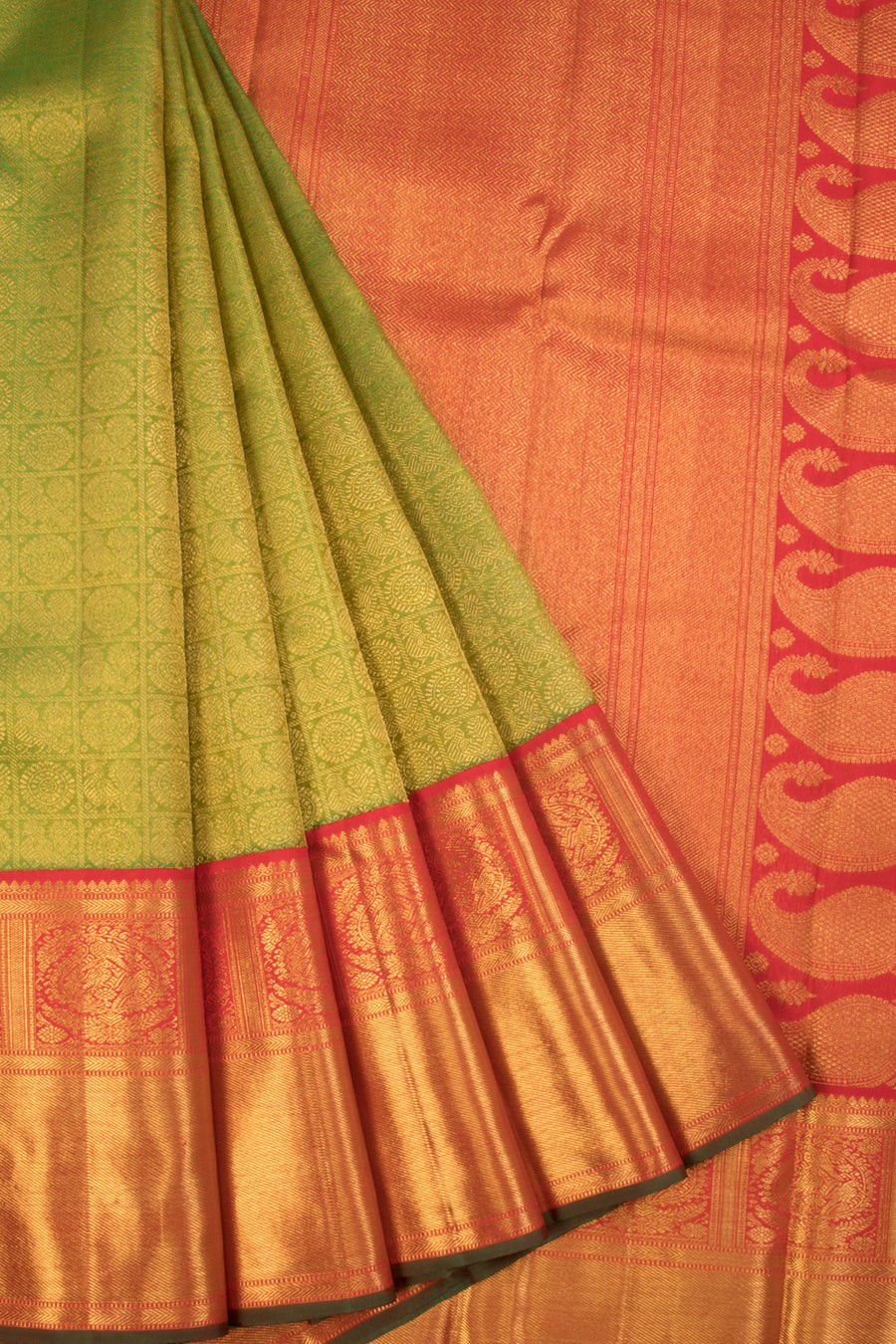 Green Bridal Korvai Kanjivaram Silk Saree 10070589 - Avishya