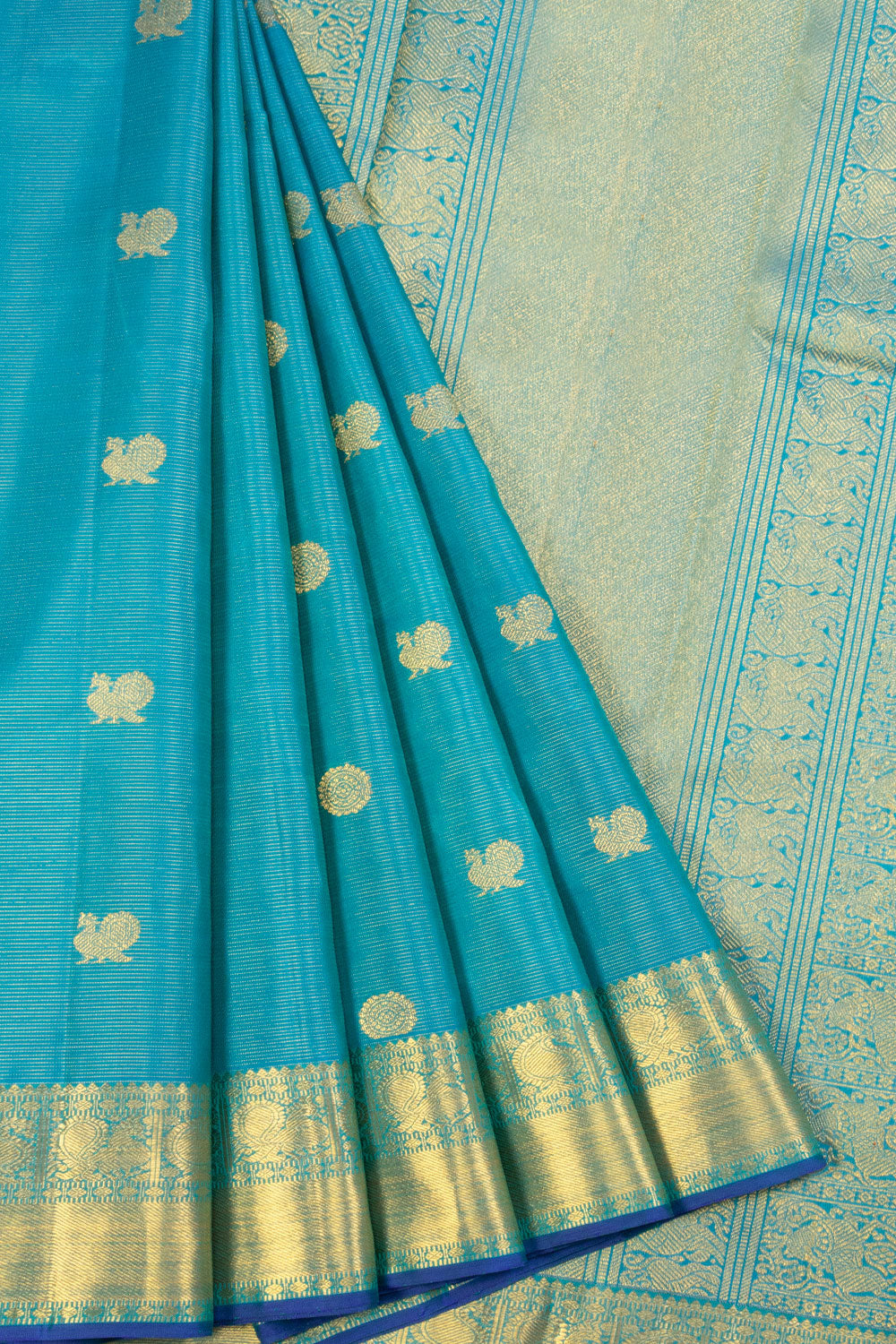 Blue Bridal Vaira Oosi Kanjivaram Silk Saree 10070598