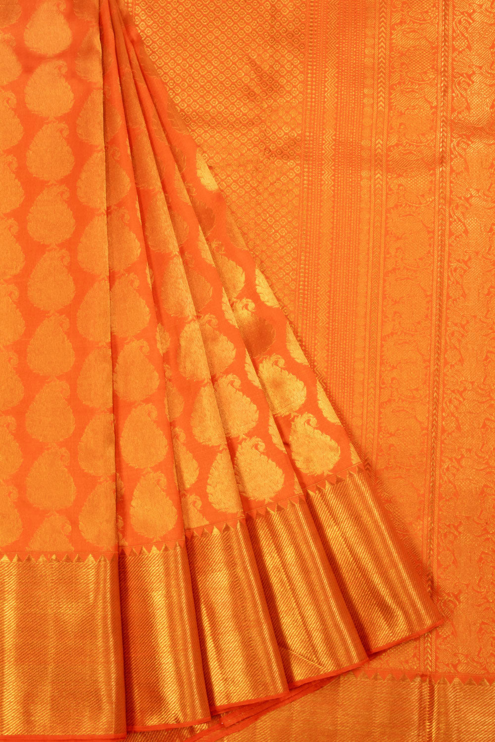 Orange Bridal Kanjivaram Silk Saree 10070591