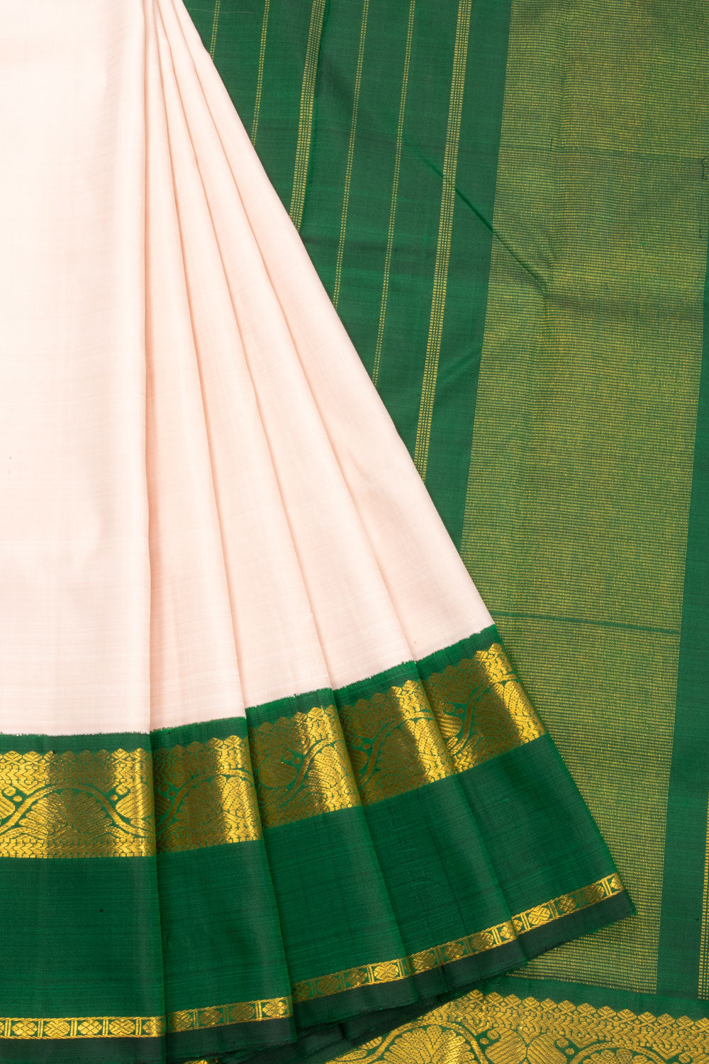 Off White Korvai Kanjivaram Silk Saree 10070667