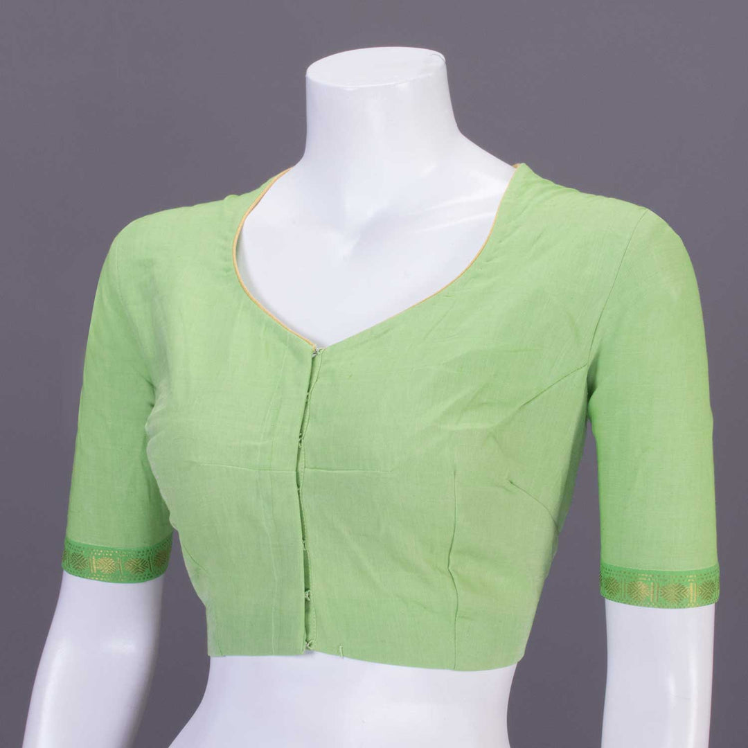 Green Aari Embroidered Mangalgiri Cotton Blouse