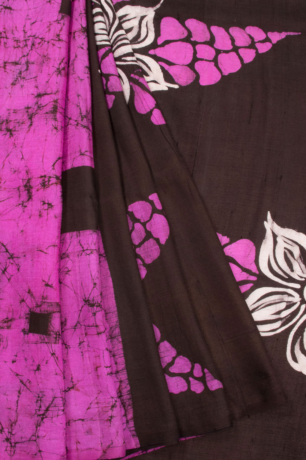 Pink Batik Tussar Silk Saree