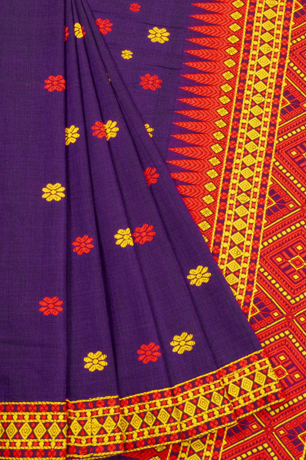 Purple Handloom Assam Cotton Saree  10070983