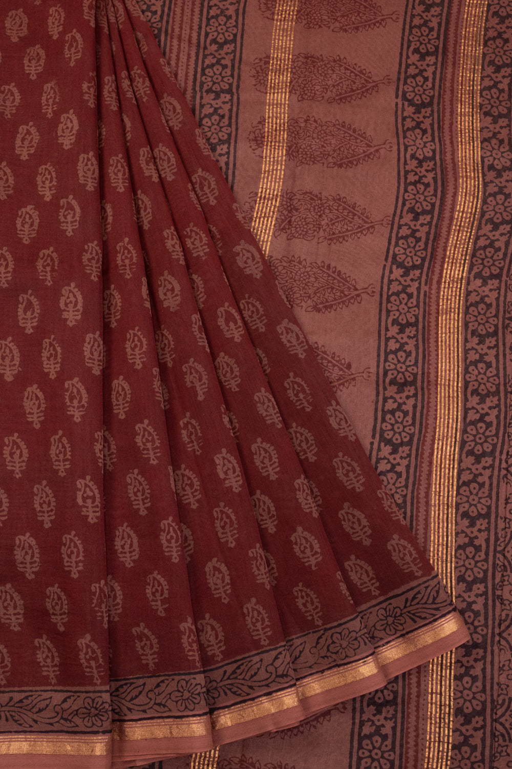 Brown Bagh Printed Silk Cotton Saree 10071004 - Avishya