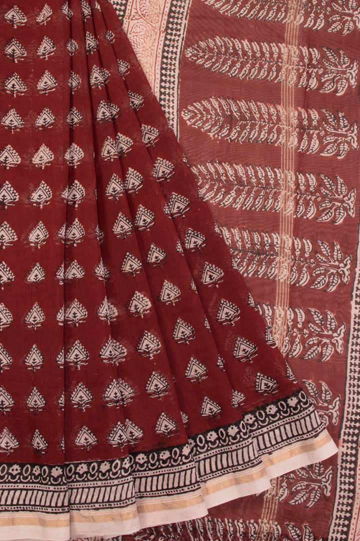 Royal Maroon Bagh Printed Silk Cotton Saree 10071011 - Avishya