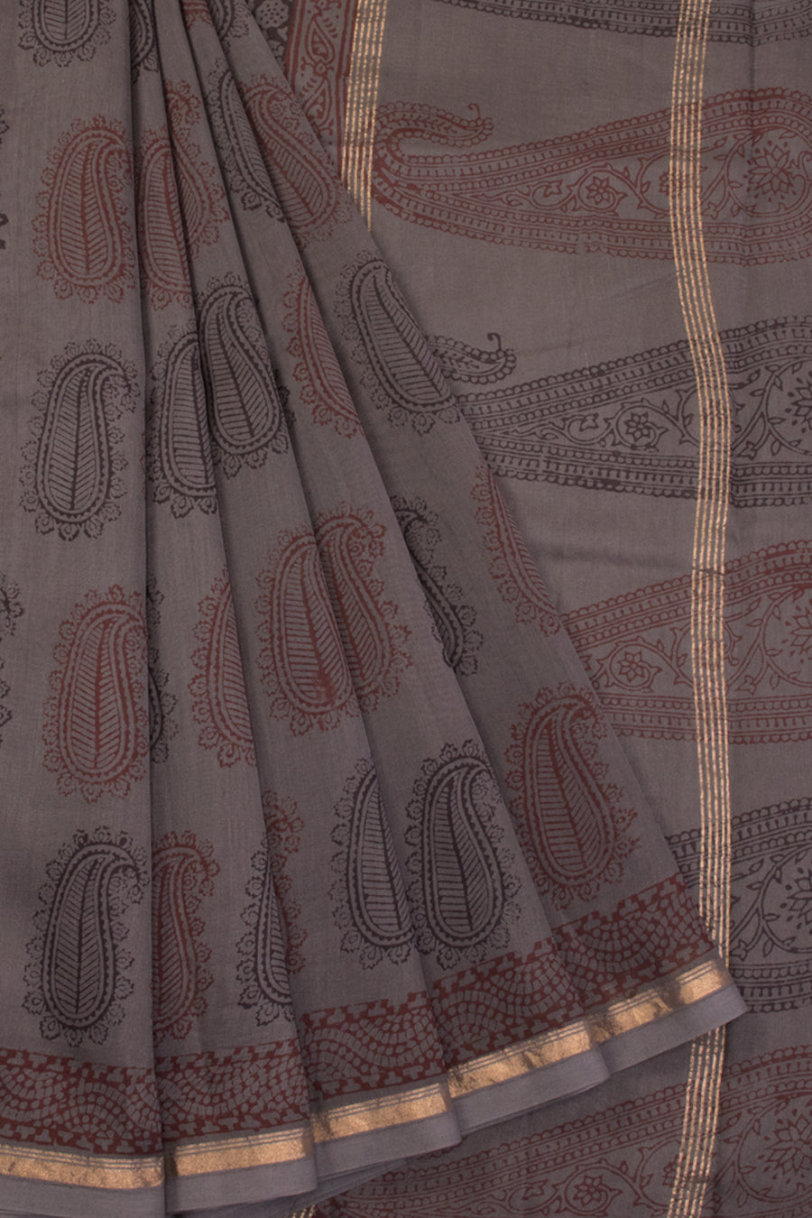 Grey Bagh Printed Silk Cotton Saree 10071022