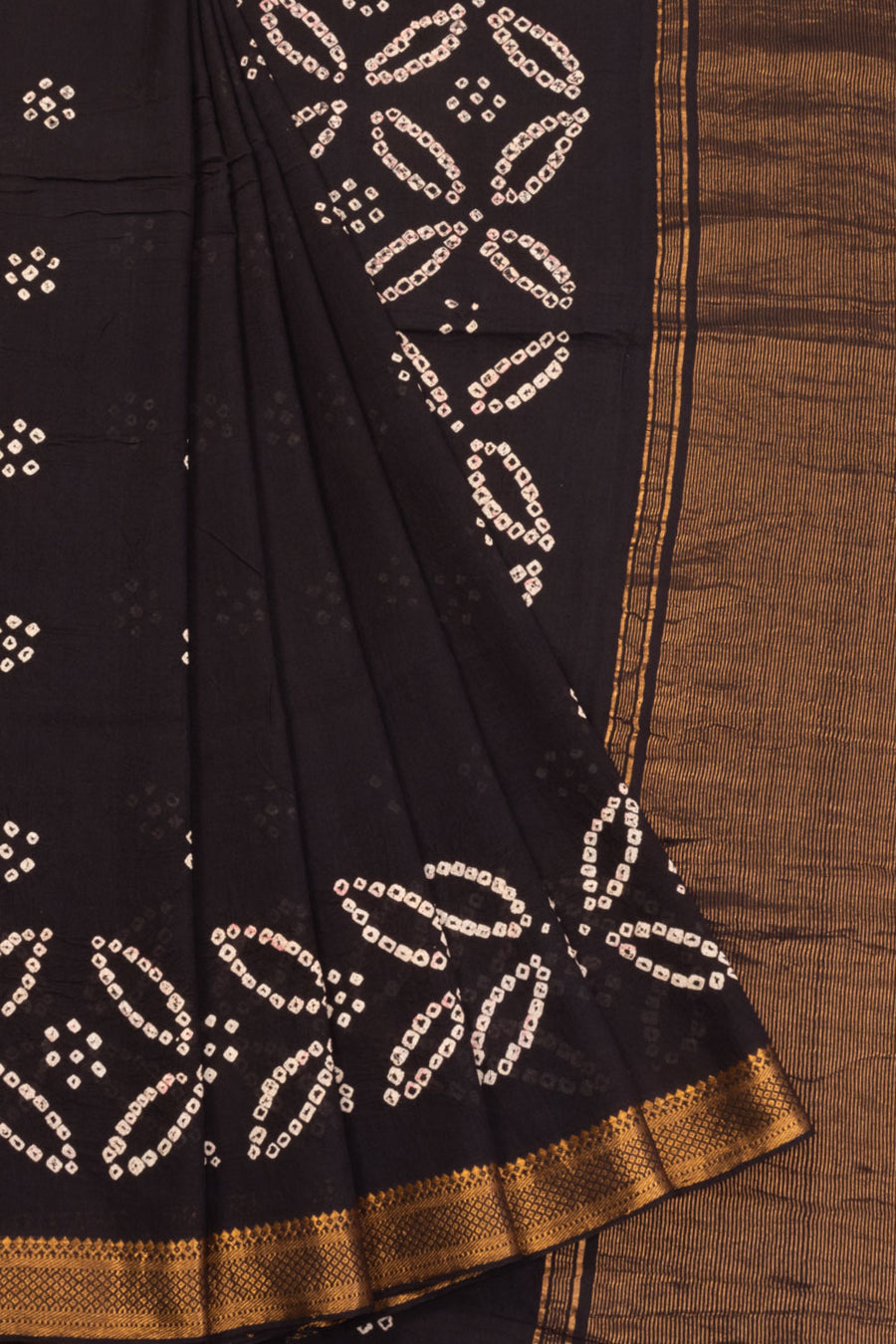 Black Bandhani Mangalgiri Cotton Saree