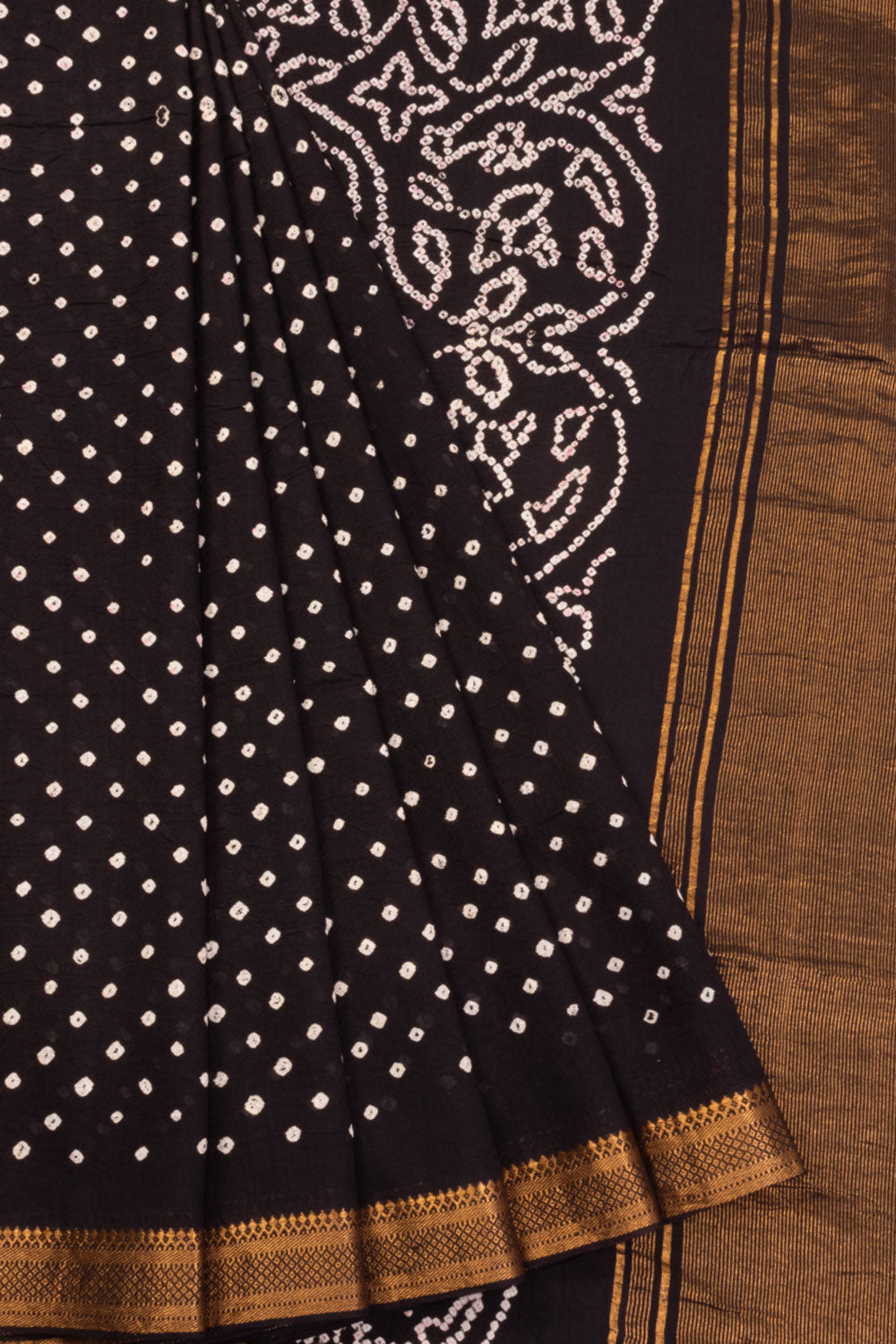 Black Bandhani Mangalgiri Cotton Saree