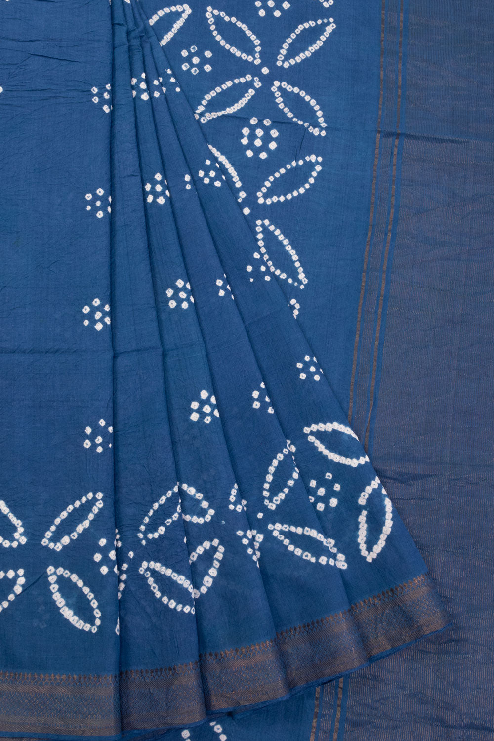 Blue Bandhani Mangalgiri Cotton Saree