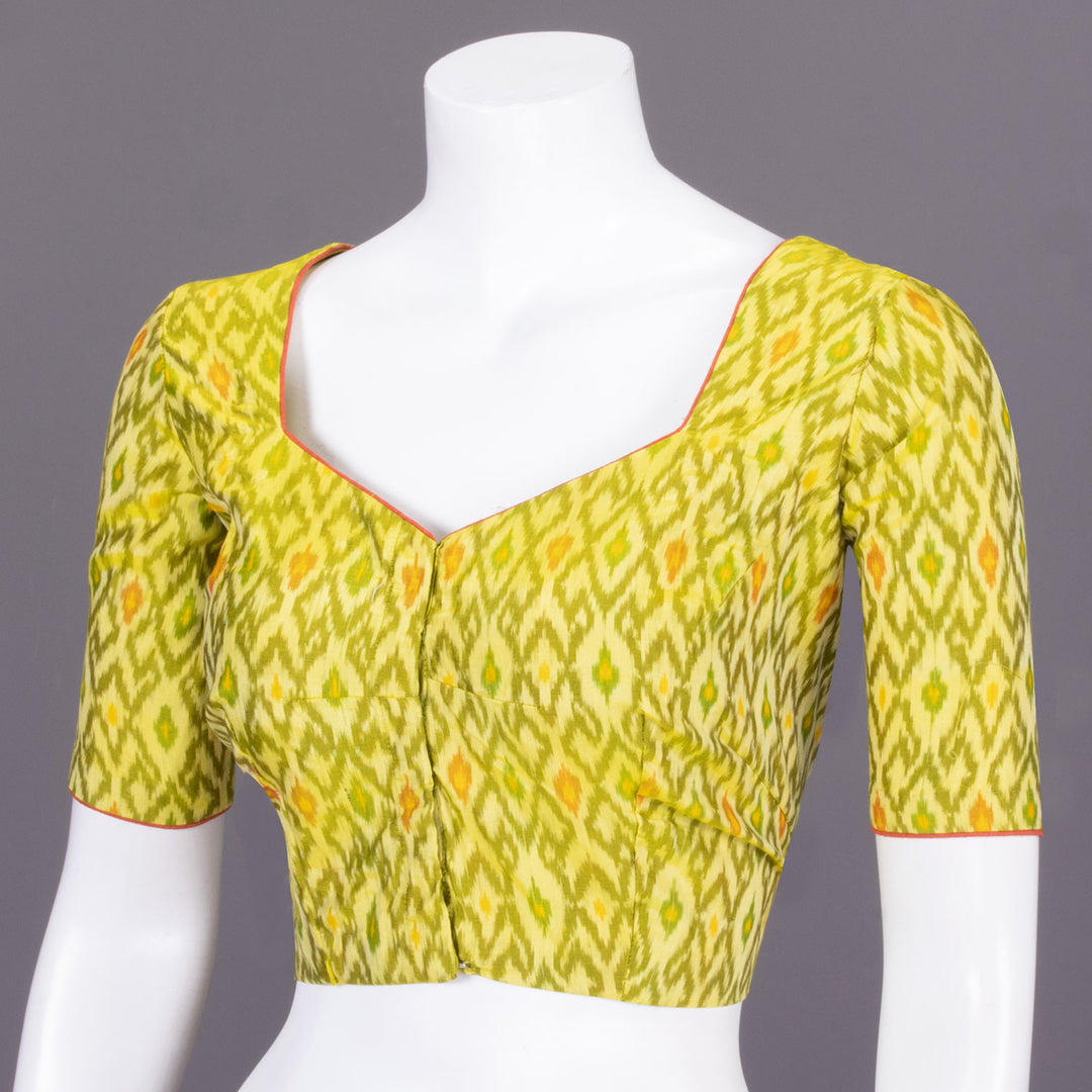 Green Ikat Silk Cotton Blouse 