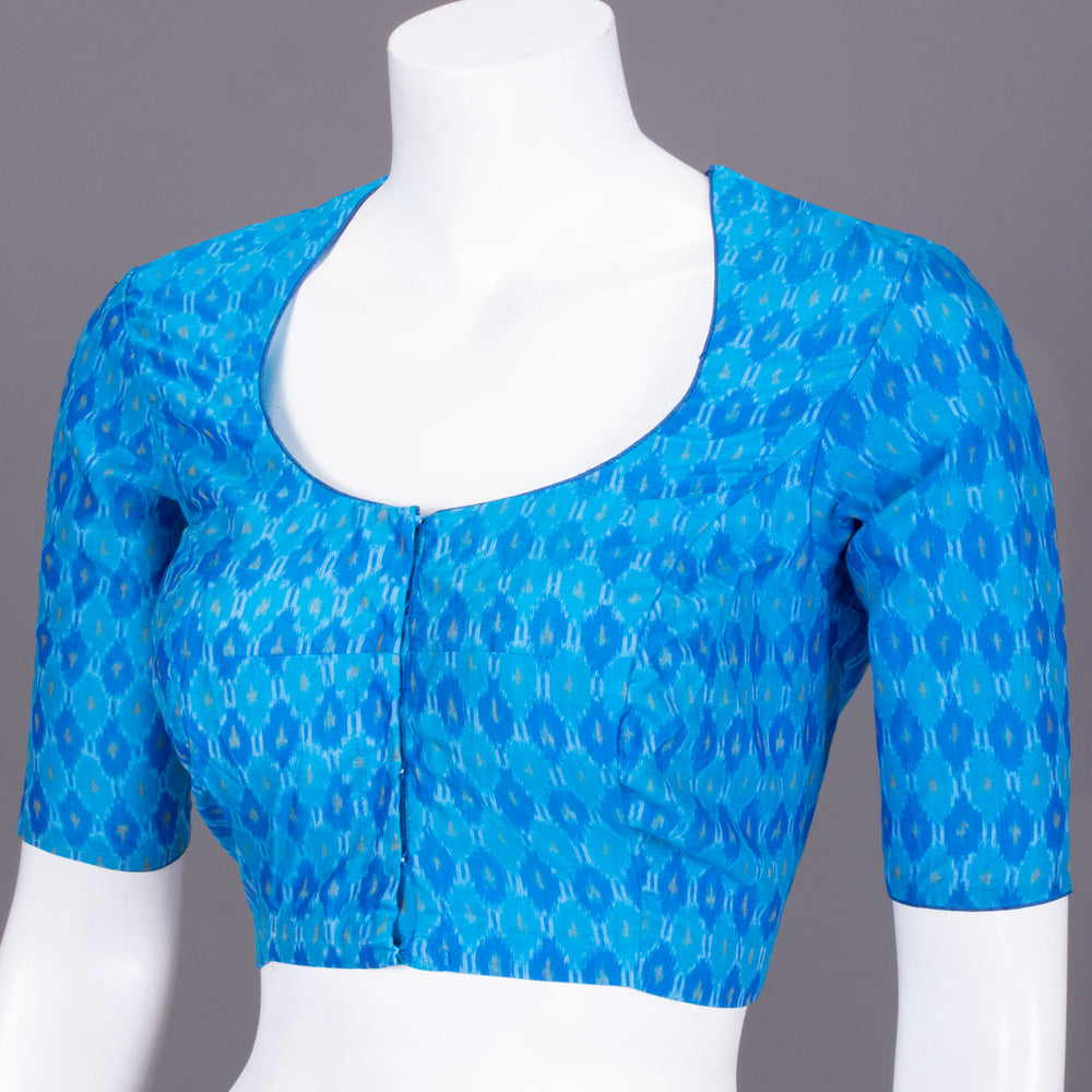 Blue Ikat Silk Cotton Blouse