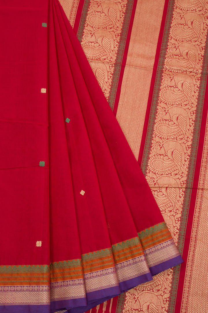 Red Handloom Kanchi Cotton Saree 