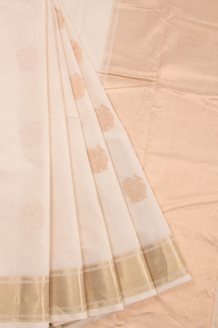 Cream Handloom Kanchi Cotton Saree