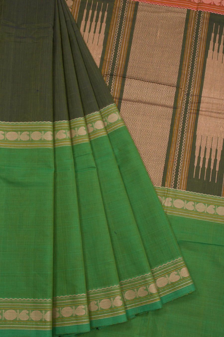 Green Handloom Kanchi Cotton Saree