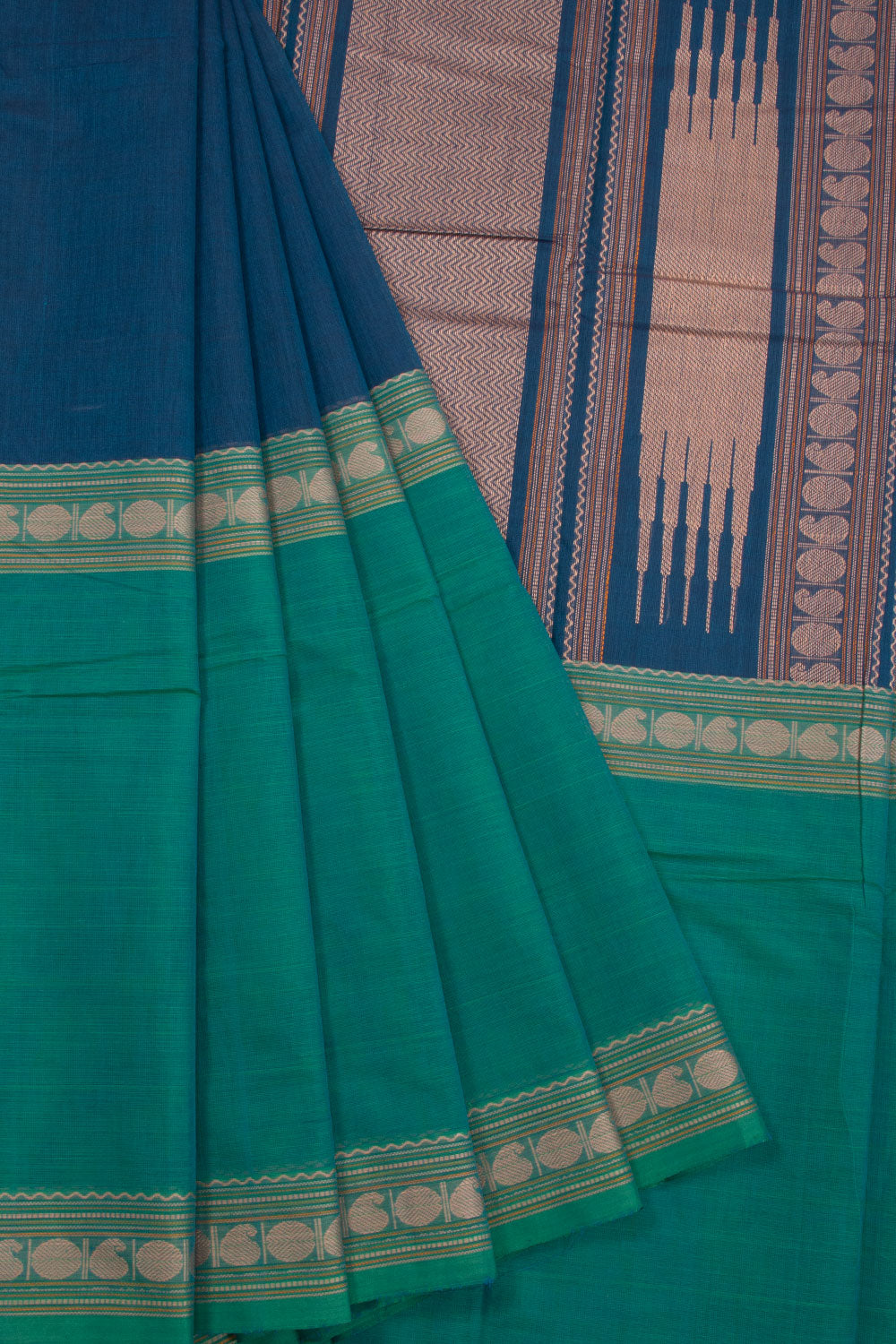 Blue Handloom Kanchi Cotton Saree 