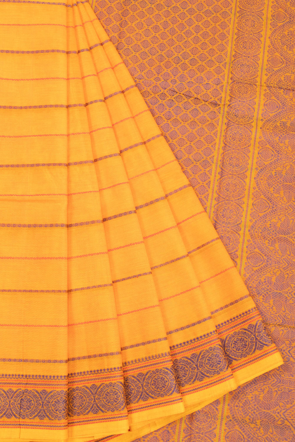 Orange Handloom Kanchi Cotton Saree