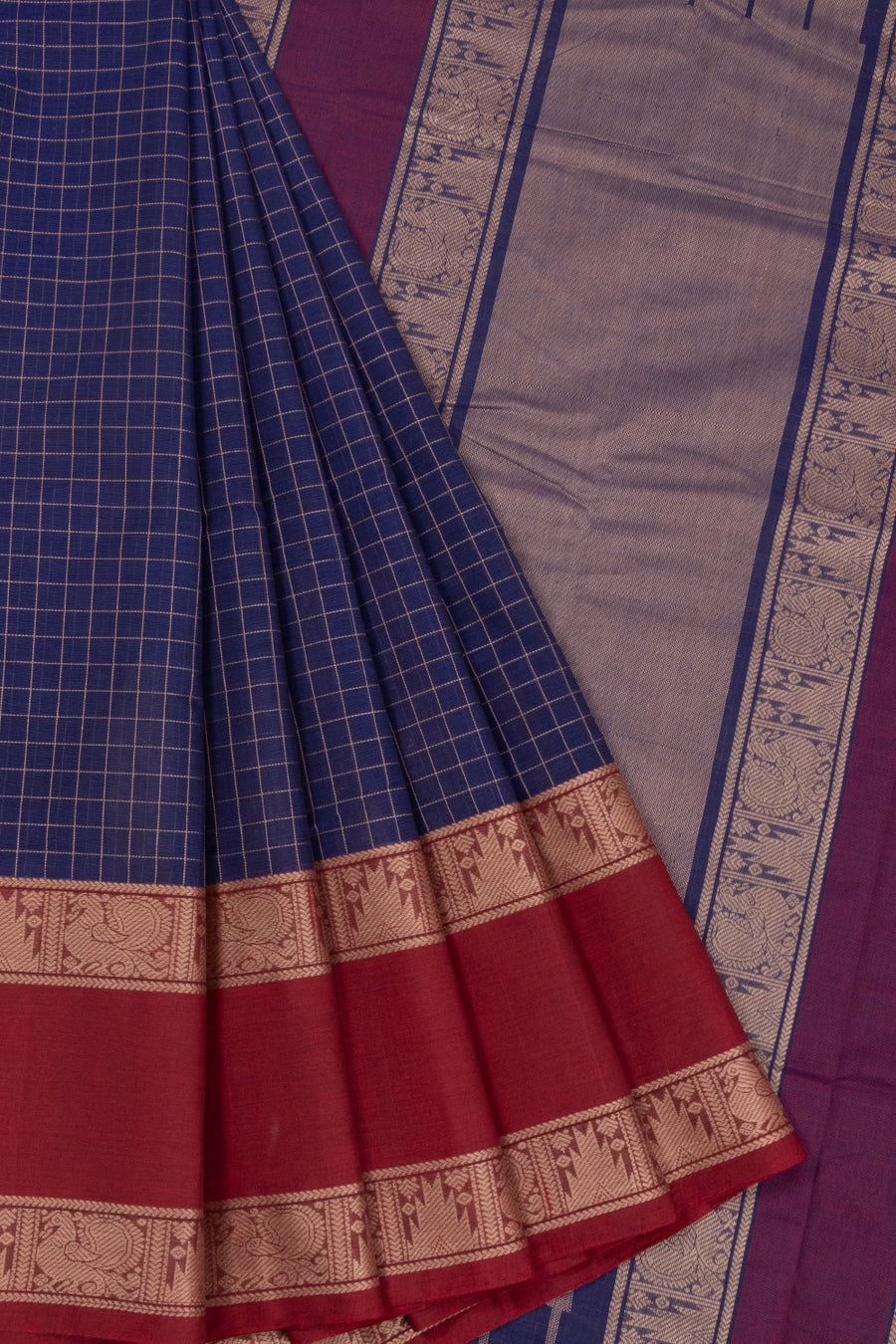 Blue Handloom Kanchi Cotton Saree