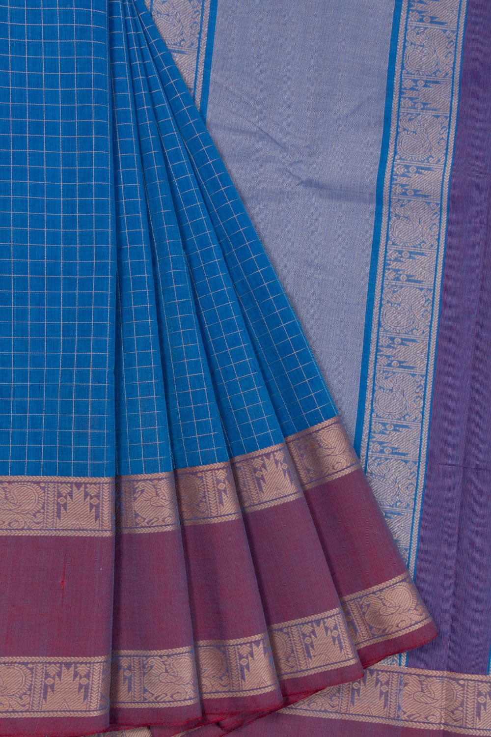 Blue Handloom Kanchi Cotton Saree
