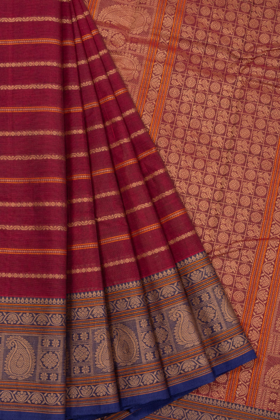 Maroon Handloom Kanchi Cotton Saree