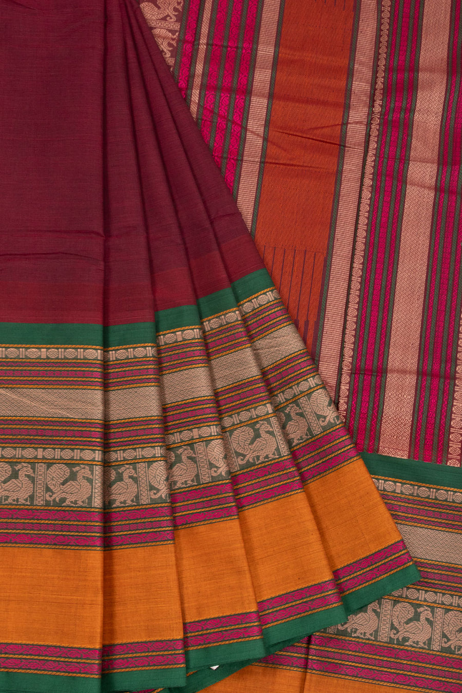 Maroon Handloom Kanchi Cotton Saree