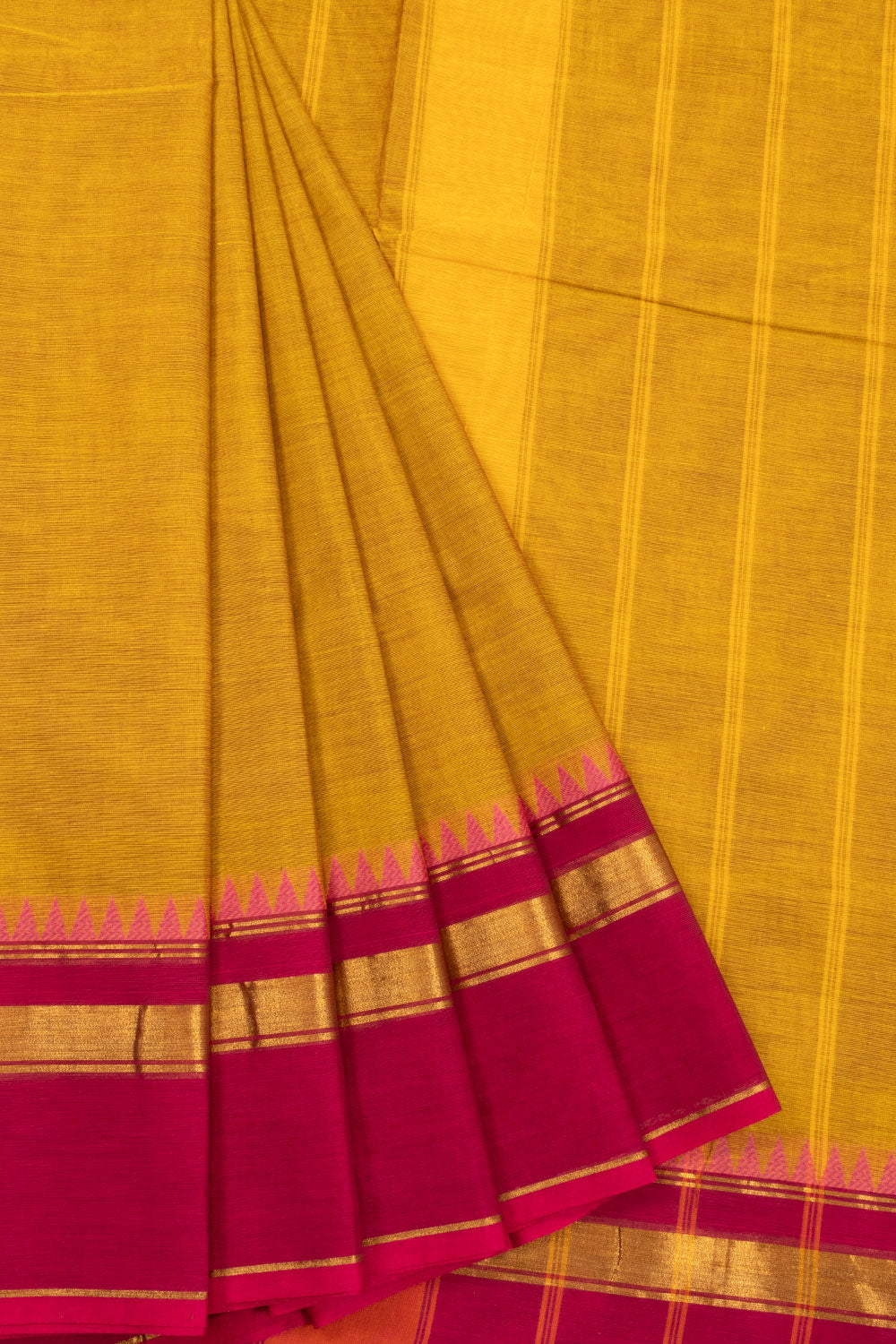 Yellow  Handloom Kanchi Cotton Saree