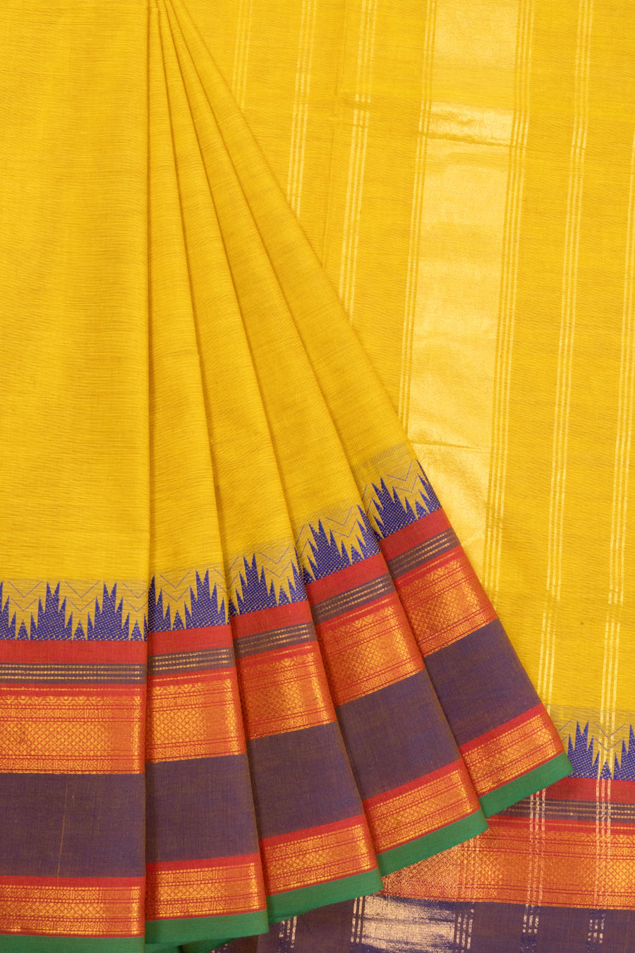 Yellow Handloom Kanchi Cotton Saree