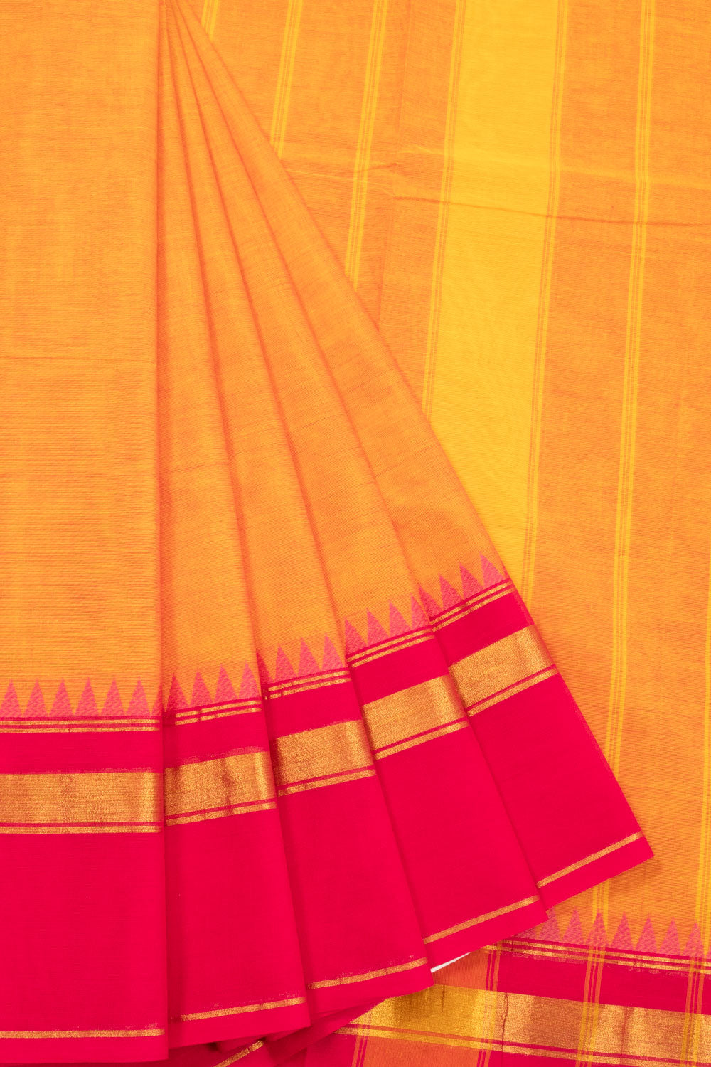 Orange Handloom Kanchi Cotton Saree