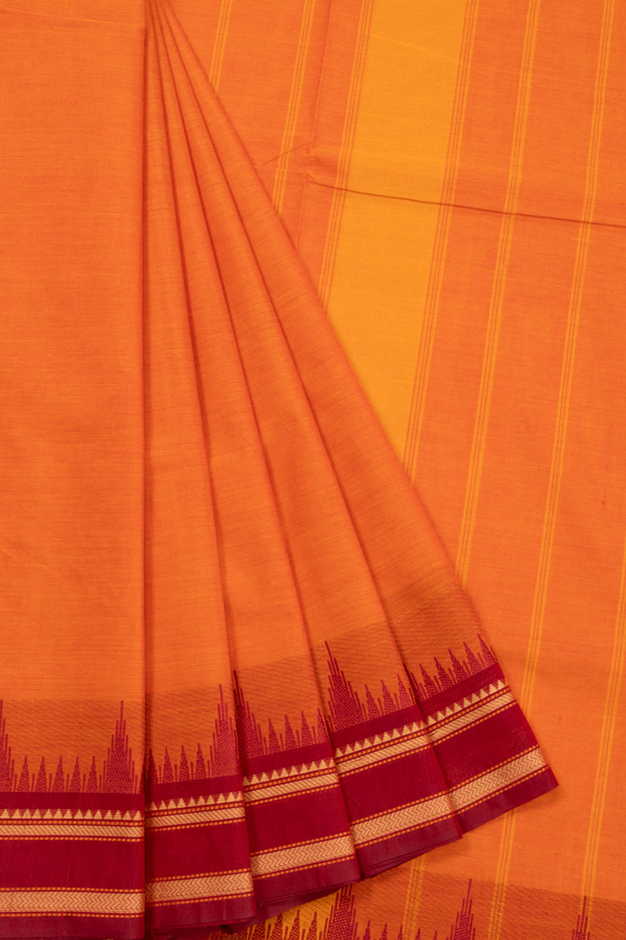 Orange Handloom Kanchi Cotton Saree