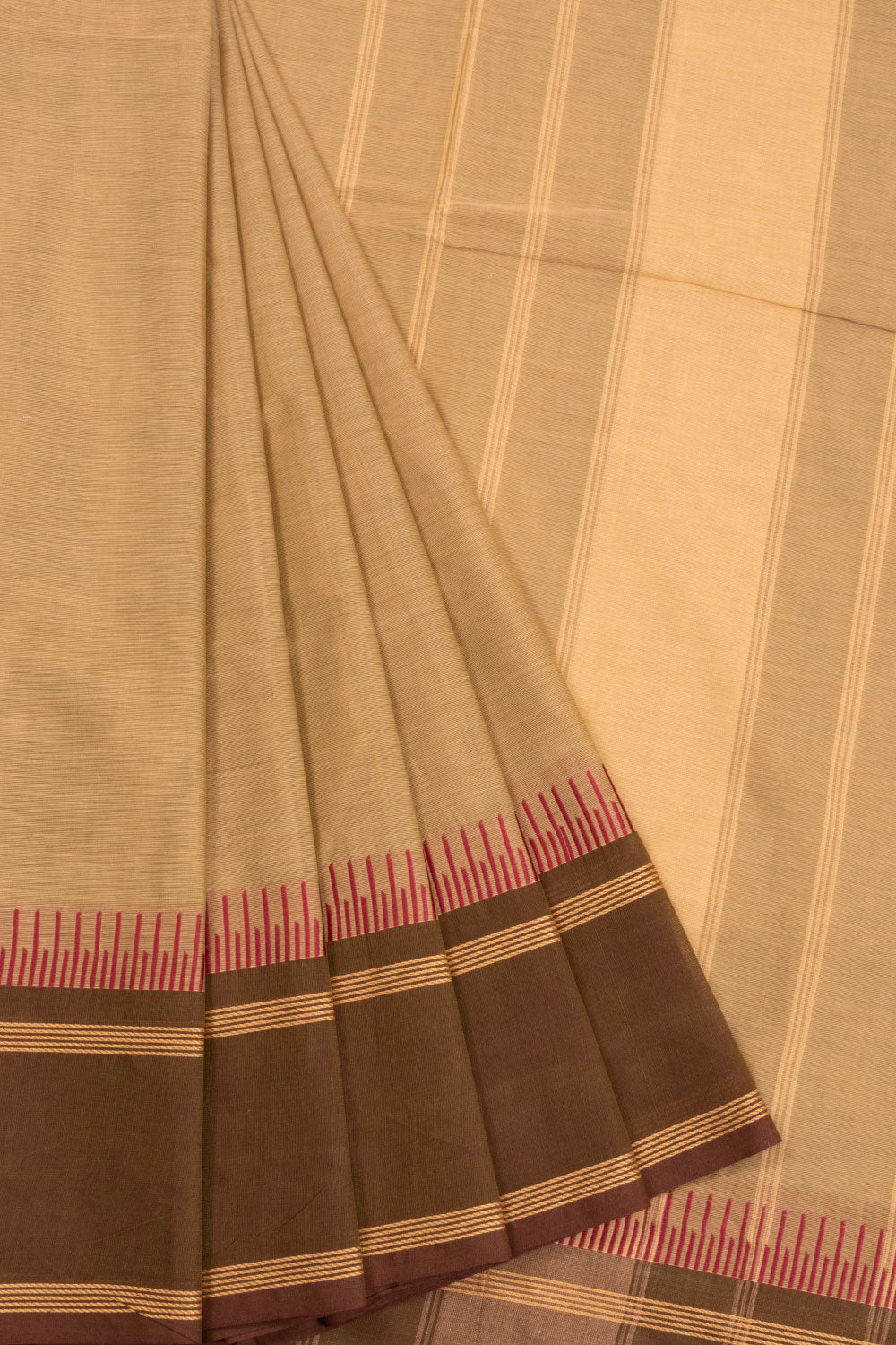 Brown Handloom Kanchi Cotton Saree 