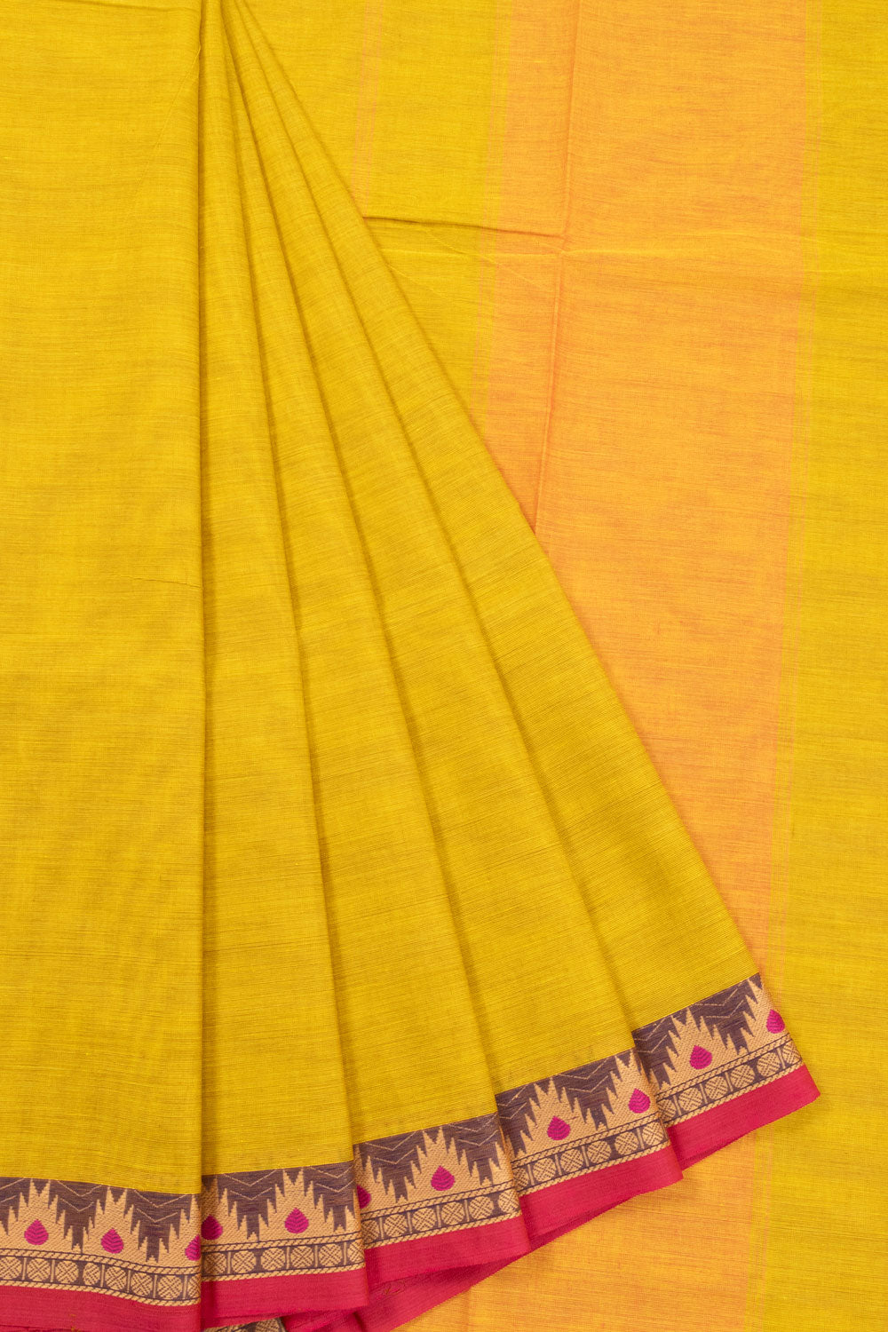 Yellow Handloom Kanchi Cotton Saree