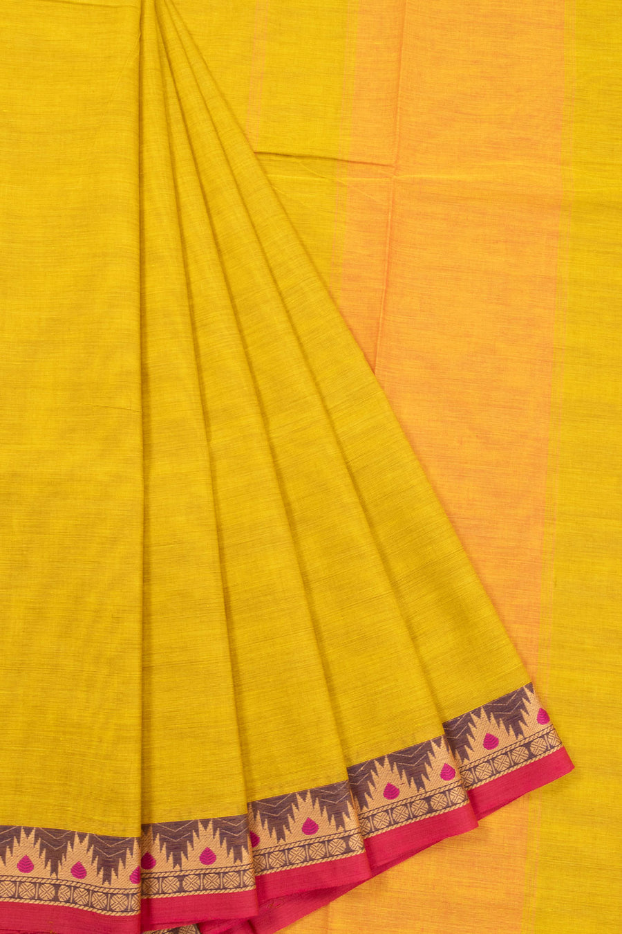 Yellow Handloom Kanchi Cotton Saree