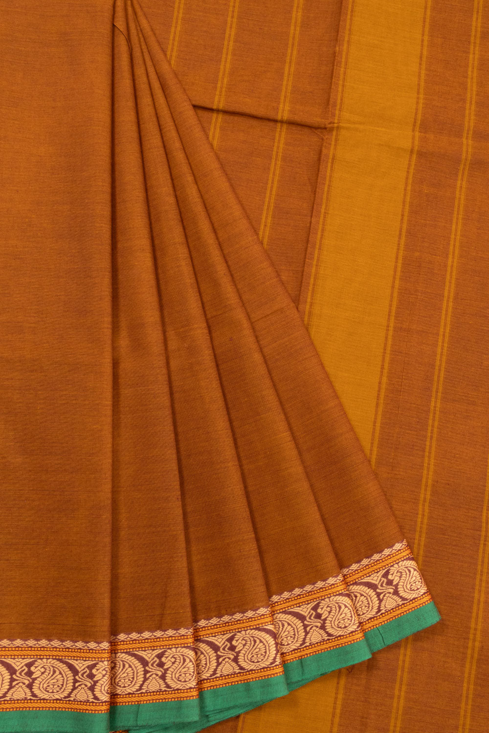 Brown Handloom Kanchi Cotton Saree